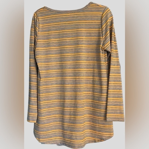 LULAROE Lynnae Gold/Gray Varied Width Striped Tee Shirt, Size Large, EUC. - Picture 7 of 9
